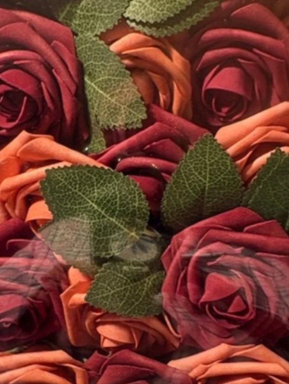 25pc-Decorative Artificial Flowers (Burgundy/Peach) ♥️🧡